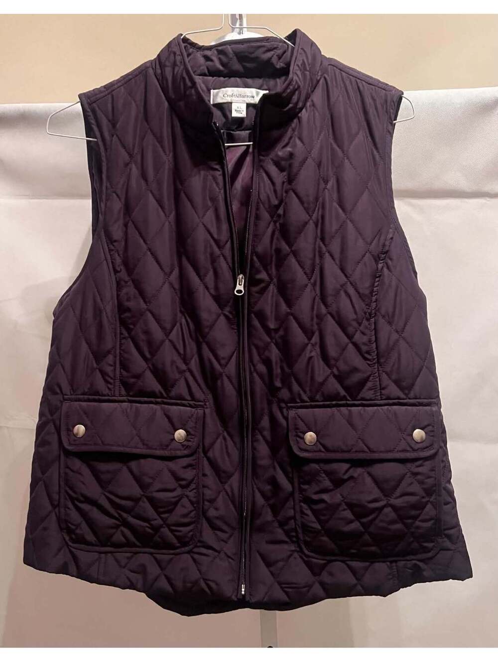 Croft & Barrow Women’s XL Plum Purple Quilted Utility Vest Full Zip